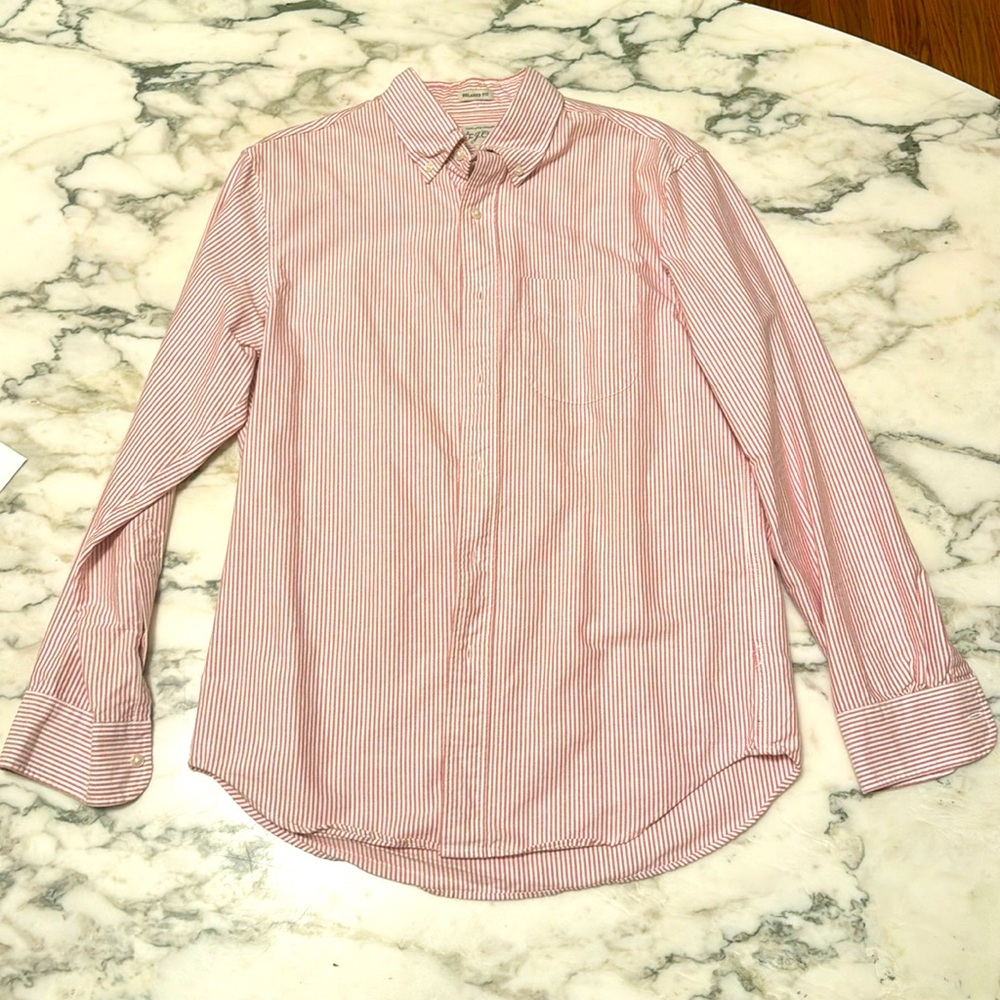 J. Crew Men’s Oxford Pinstripe Shirt - Red - Size Small- Baggy Fit